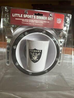 NFL Raiders Kids Dinner Plate - Black & White